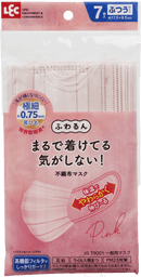 LEC不傷耳耳帶口罩 粉色 /レック LEC ふわるんＮマスクふつう ピンク ７枚
